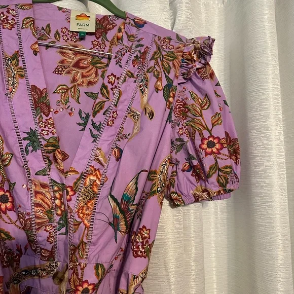 FARM Rio Purple Ruffled Wrap Jumpsuit - Picture 6 of 12